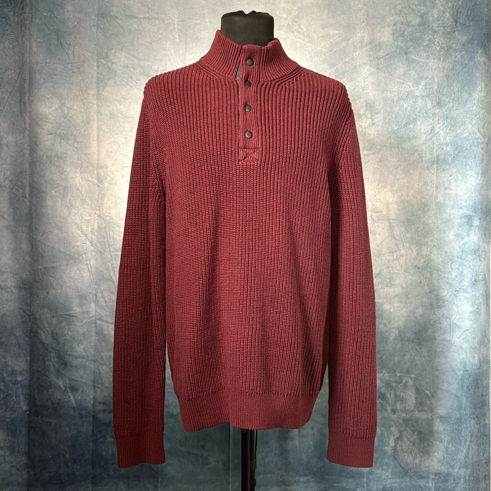 Express Men's Maroon Knitted Sweater Size Extra Large